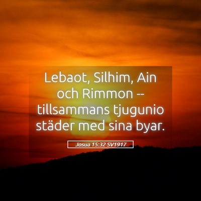 Picture 05 - Josua 15:32 SV1917 - Lebaot, Silhim, Ain och Rimmon -- tillsammans - Bible Verse Picture