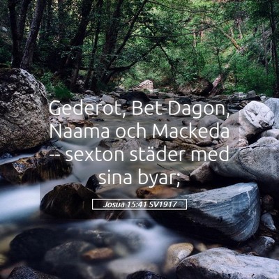Picture 05 - Josua 15:41 SV1917 - Gederot, Bet-Dagon, Naama och Mackeda -- sexton - Bible Verse Picture