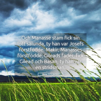Picture 05 - Josua 17:1 SV1917 - Och Manasse stam fick sin lott sålunda, ty han - Bible Verse Picture