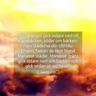 Picture 05 - Josua 17:9 SV1917 - Och gränsen gick vidare ned till Kanabäcken, - Bible Verse Picture