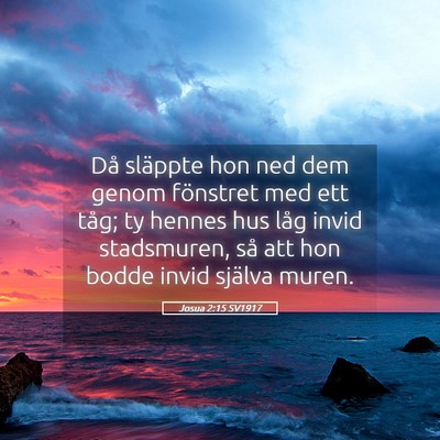 Picture 05 - Josua 2:15 SV1917 - Då släppte hon ned dem genom fönstret med ett - Bible Verse Picture