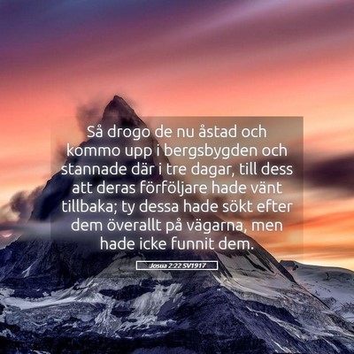 Picture 05 - Josua 2:22 SV1917 - Så drogo de nu åstad och kommo upp i - Bible Verse Picture