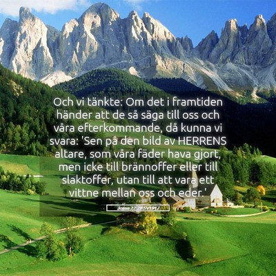 Picture 05 - Josua 22:28 SV1917 - Och vi tänkte: Om det i framtiden händer att de - Bible Verse Picture