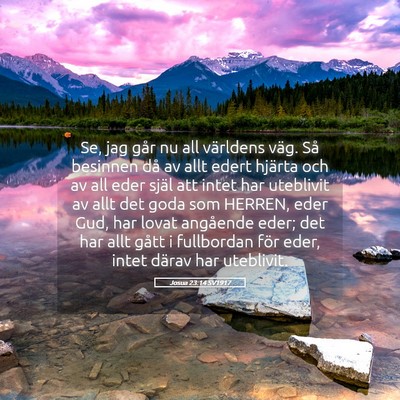 Picture 05 - Josua 23:14 SV1917 - Se, jag går nu all världens väg. Så besinnen - Bible Verse Picture