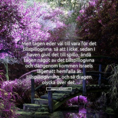 Picture 05 - Josua 6:18 SV1917 - Men tagen eder väl till vara för det - Bible Verse Picture