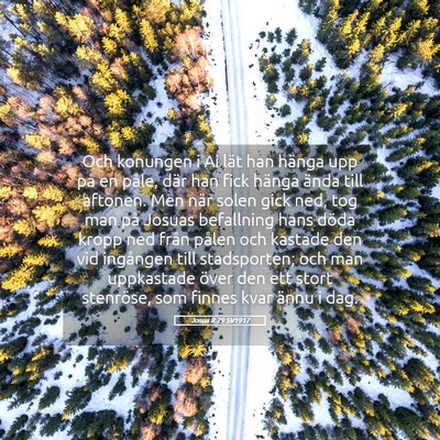 Picture 05 - Josua 8:29 SV1917 - Och konungen i Ai lät han hänga upp på en - Bible Verse Picture