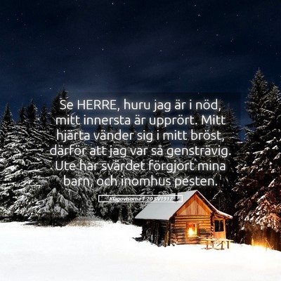 Picture 05 - Klagovisorna 1:20 SV1917 - Se HERRE, huru jag är i nöd, mitt innersta är - Bible Verse Picture