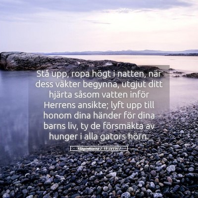 Picture 05 - Klagovisorna 2:19 SV1917 - Stå upp, ropa högt i natten, när dess väkter - Bible Verse Picture