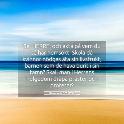 Picture 05 - Klagovisorna 2:20 SV1917 - Se, HERRE, och akta på vem du så har hemsökt. - Bible Verse Picture