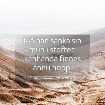 Picture 05 - Klagovisorna 3:29 SV1917 - Må han sänka sin mun i stoftet; kanhända - Bible Verse Picture