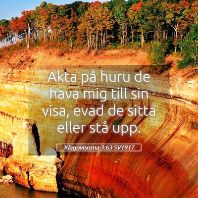 Picture 05 - Klagovisorna 3:63 SV1917 - Akta på huru de hava mig till sin visa, evad de - Bible Verse Picture