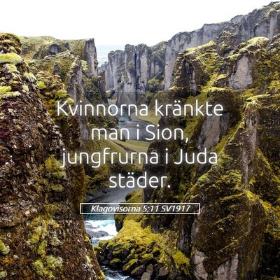 Picture 05 - Klagovisorna 5:11 SV1917 - Kvinnorna kränkte man i Sion, jungfrurna i Juda - Bible Verse Picture