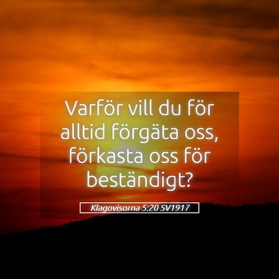 Picture 05 - Klagovisorna 5:20 SV1917 - Varför vill du för alltid förgäta oss, - Bible Verse Picture