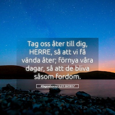 Picture 05 - Klagovisorna 5:21 SV1917 - Tag oss åter till dig, HERRE, så att vi få - Bible Verse Picture