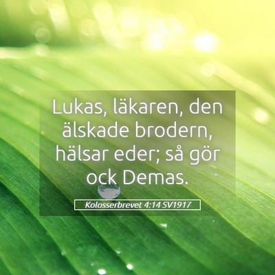 Picture 05 - Kolosserbrevet 4:14 SV1917 - Lukas, läkaren, den älskade brodern, hälsar - Bible Verse Picture