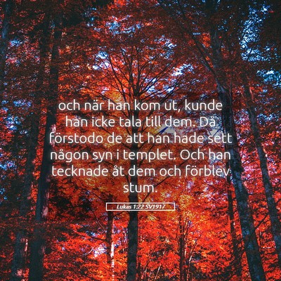 Picture 05 - Lukas 1:22 SV1917 - och när han kom ut, kunde han icke tala till - Bible Verse Picture