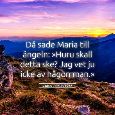 Picture 05 - Lukas 1:34 SV1917 - Då sade Maria till ängeln: »Huru skall detta - Bible Verse Picture