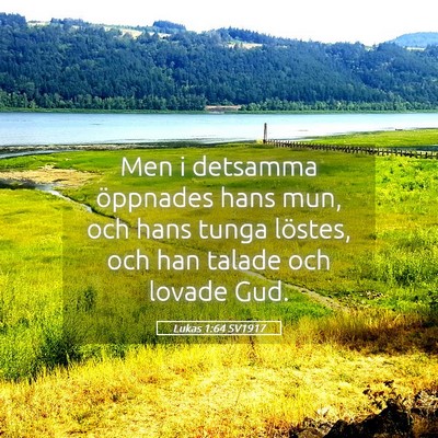 Picture 05 - Lukas 1:64 SV1917 - Men i detsamma öppnades hans mun, och hans tunga - Bible Verse Picture