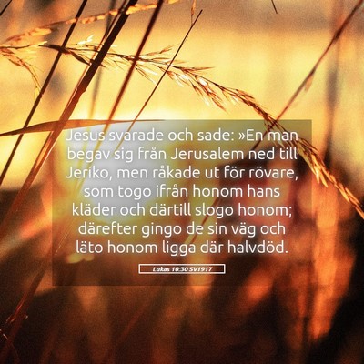 Picture 05 - Lukas 10:30 SV1917 - Jesus svarade och sade: »En man begav sig från - Bible Verse Picture