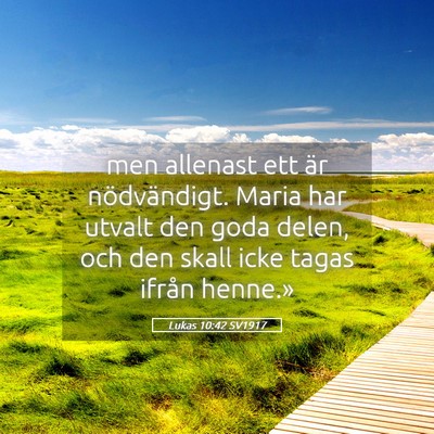 Picture 05 - Lukas 10:42 SV1917 - men allenast ett är nödvändigt. Maria har - Bible Verse Picture