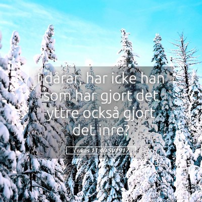 Picture 05 - Lukas 11:40 SV1917 - I dårar, har icke han som har gjort det yttre - Bible Verse Picture