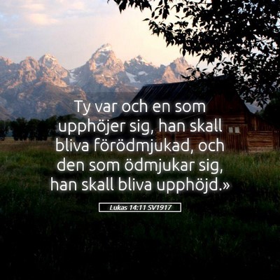 Picture 05 - Lukas 14:11 SV1917 - Ty var och en som upphöjer sig, han skall bliva - Bible Verse Picture