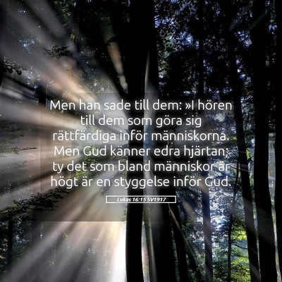 Picture 05 - Lukas 16:15 SV1917 - Men han sade till dem: »I hören till dem som - Bible Verse Picture