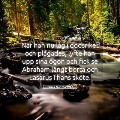 Picture 05 - Lukas 16:23 SV1917 - När han nu låg i dödsriket och plågades, - Bible Verse Picture