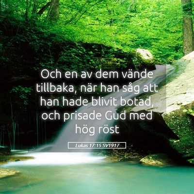 Picture 05 - Lukas 17:15 SV1917 - Och en av dem vände tillbaka, när han såg att - Bible Verse Picture