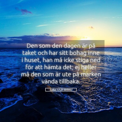 Picture 05 - Lukas 17:31 SV1917 - Den som den dagen är på taket och har sitt - Bible Verse Picture