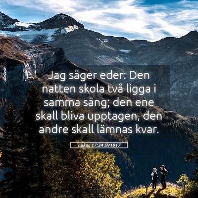 Picture 05 - Lukas 17:34 SV1917 - Jag säger eder: Den natten skola två ligga i - Bible Verse Picture