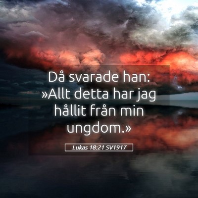 Picture 05 - Lukas 18:21 SV1917 - Då svarade han: »Allt detta har jag hållit - Bible Verse Picture