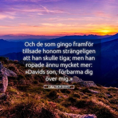 Picture 05 - Lukas 18:39 SV1917 - Och de som gingo framför tillsade honom - Bible Verse Picture