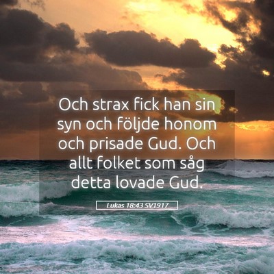 Picture 05 - Lukas 18:43 SV1917 - Och strax fick han sin syn och följde honom och - Bible Verse Picture