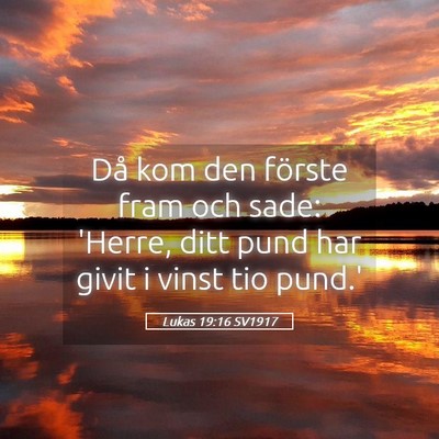 Picture 05 - Lukas 19:16 SV1917 - Då kom den förste fram och sade: 'Herre, ditt - Bible Verse Picture