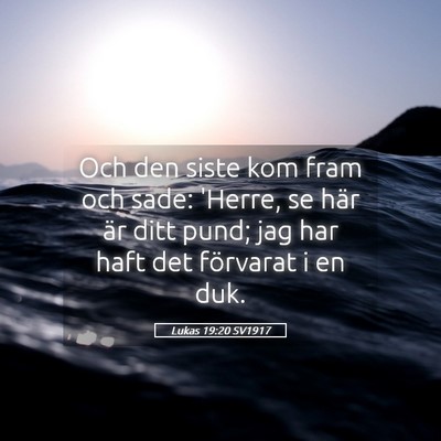 Picture 05 - Lukas 19:20 SV1917 - Och den siste kom fram och sade: 'Herre, se här - Bible Verse Picture