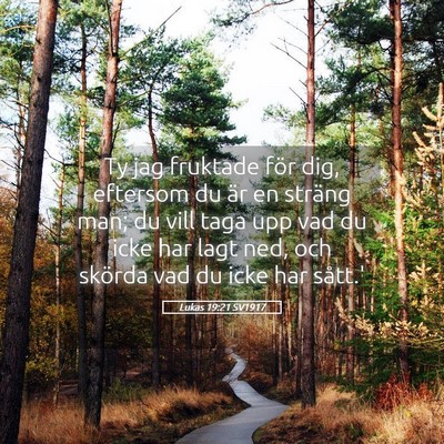 Picture 05 - Lukas 19:21 SV1917 - Ty jag fruktade för dig, eftersom du är en - Bible Verse Picture
