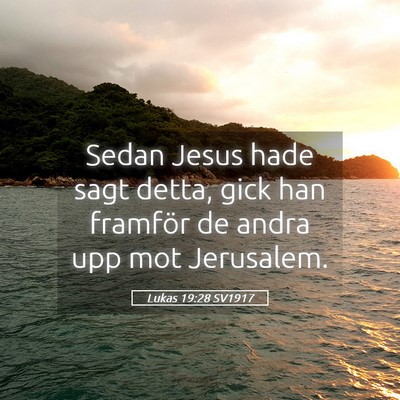 Picture 05 - Lukas 19:28 SV1917 - Sedan Jesus hade sagt detta, gick han framför de - Bible Verse Picture