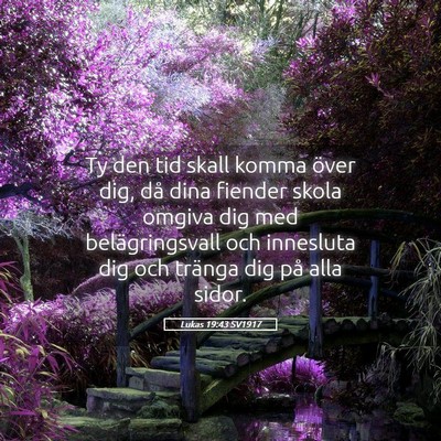 Picture 05 - Lukas 19:43 SV1917 - Ty den tid skall komma över dig, då dina - Bible Verse Picture