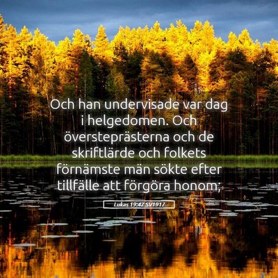 Picture 05 - Lukas 19:47 SV1917 - Och han undervisade var dag i helgedomen. Och - Bible Verse Picture