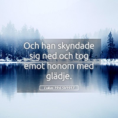 Picture 05 - Lukas 19:6 SV1917 - Och han skyndade sig ned och tog emot honom med - Bible Verse Picture