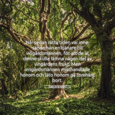 Picture 05 - Lukas 20:10 SV1917 - När sedan rätta tiden var inne, sände han en - Bible Verse Picture