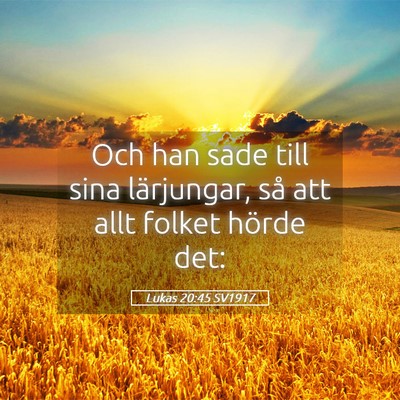 Picture 05 - Lukas 20:45 SV1917 - Och han sade till sina lärjungar, så att allt - Bible Verse Picture