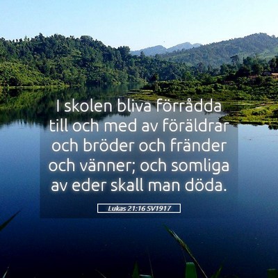 Picture 05 - Lukas 21:16 SV1917 - I skolen bliva förrådda till och med av - Bible Verse Picture