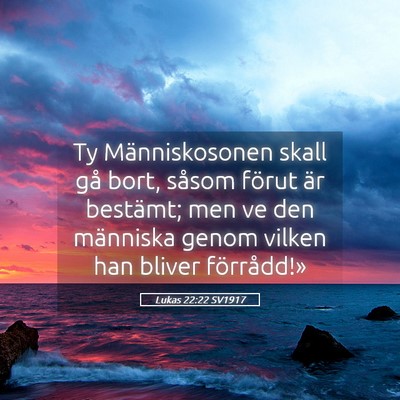 Picture 05 - Lukas 22:22 SV1917 - Ty Människosonen skall gå bort, såsom förut - Bible Verse Picture