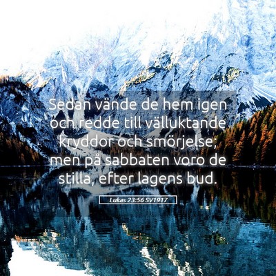 Picture 05 - Lukas 23:56 SV1917 - Sedan vände de hem igen och redde till - Bible Verse Picture