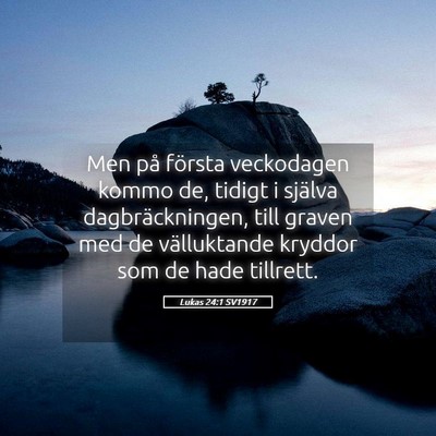 Picture 05 - Lukas 24:1 SV1917 - Men på första veckodagen kommo de, tidigt i - Bible Verse Picture