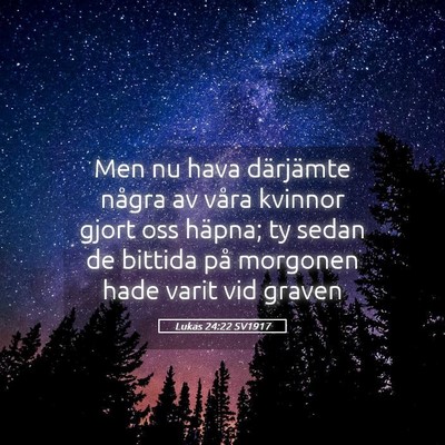 Picture 05 - Lukas 24:22 SV1917 - Men nu hava därjämte några av våra kvinnor - Bible Verse Picture