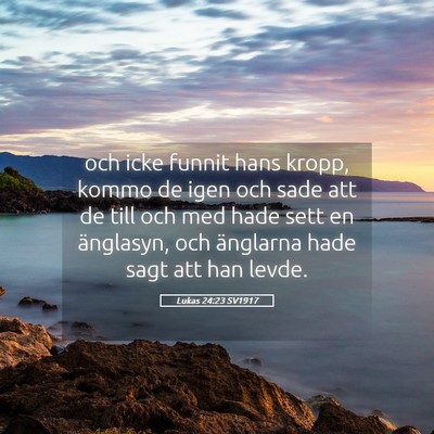 Picture 05 - Lukas 24:23 SV1917 - och icke funnit hans kropp, kommo de igen och - Bible Verse Picture
