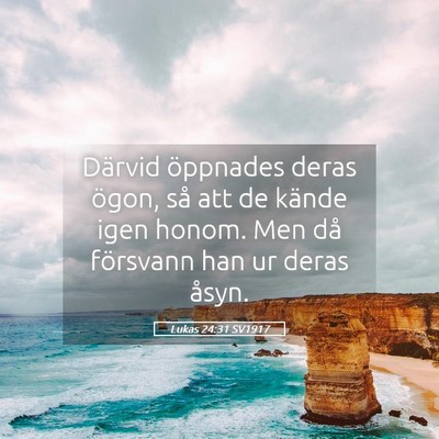 Picture 05 - Lukas 24:31 SV1917 - Därvid öppnades deras ögon, så att de kände - Bible Verse Picture